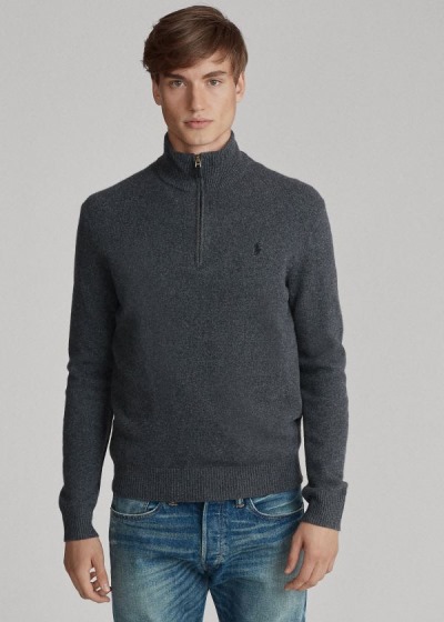 Polo Ralph Lauren Wool-Blend Quarter-Zip Striktrøje Herre Danmark (NFBEW2706)